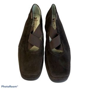 Mephisto Suede Mary Jane GAZELLE Low Wedge Shoes Size 6.5